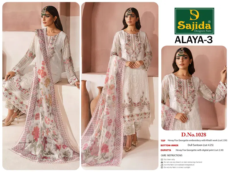 Alaya Vol 3 by Sajida Georgette Pakistani Salwar Kameez Orders In India